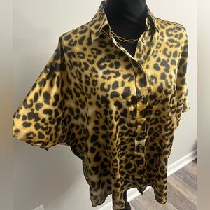 See U Soon Leopard Print Button-Up Shirt NWT